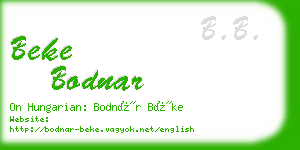 beke bodnar business card
